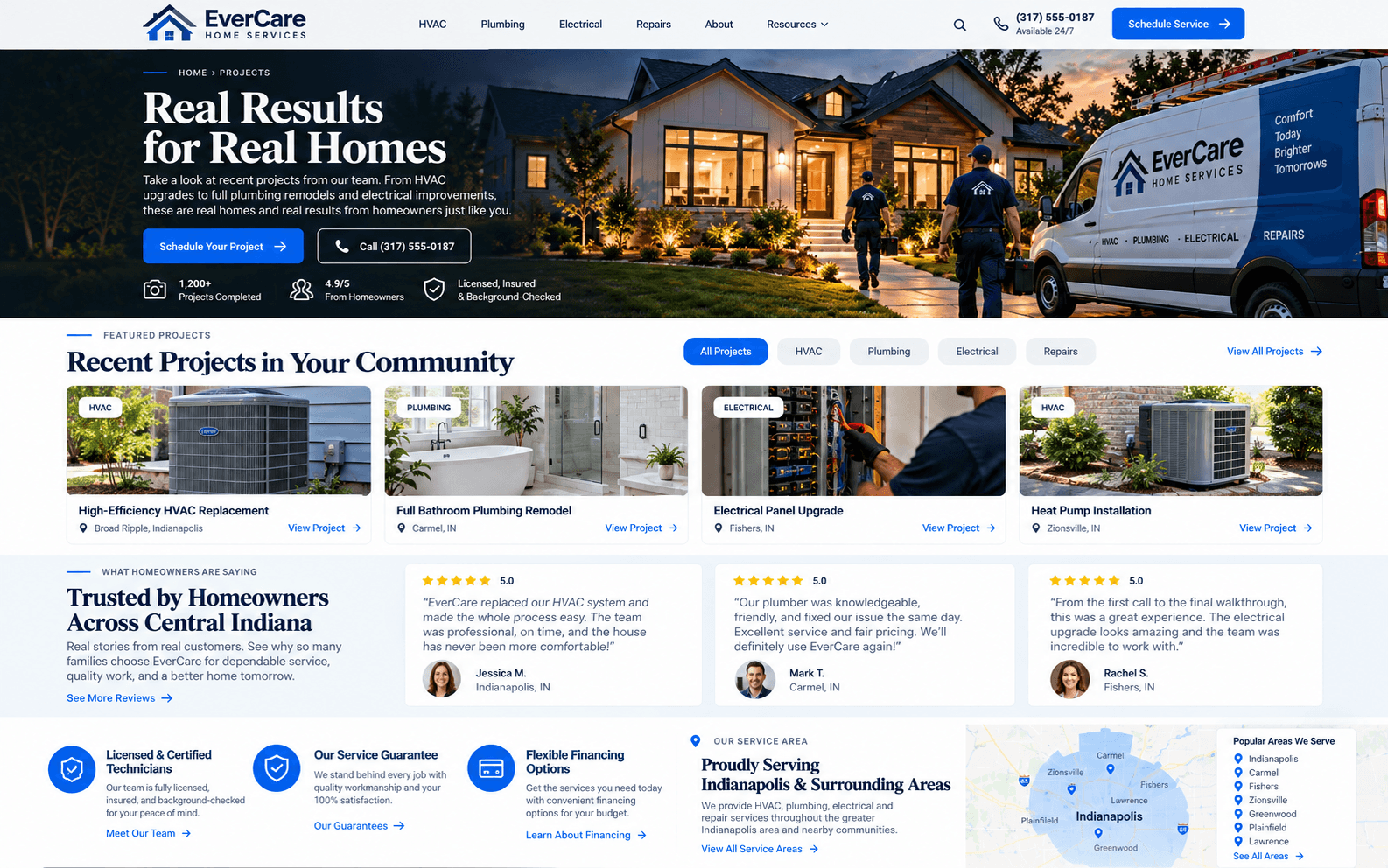 EverCare Home Services — Projects and work examples concept interface