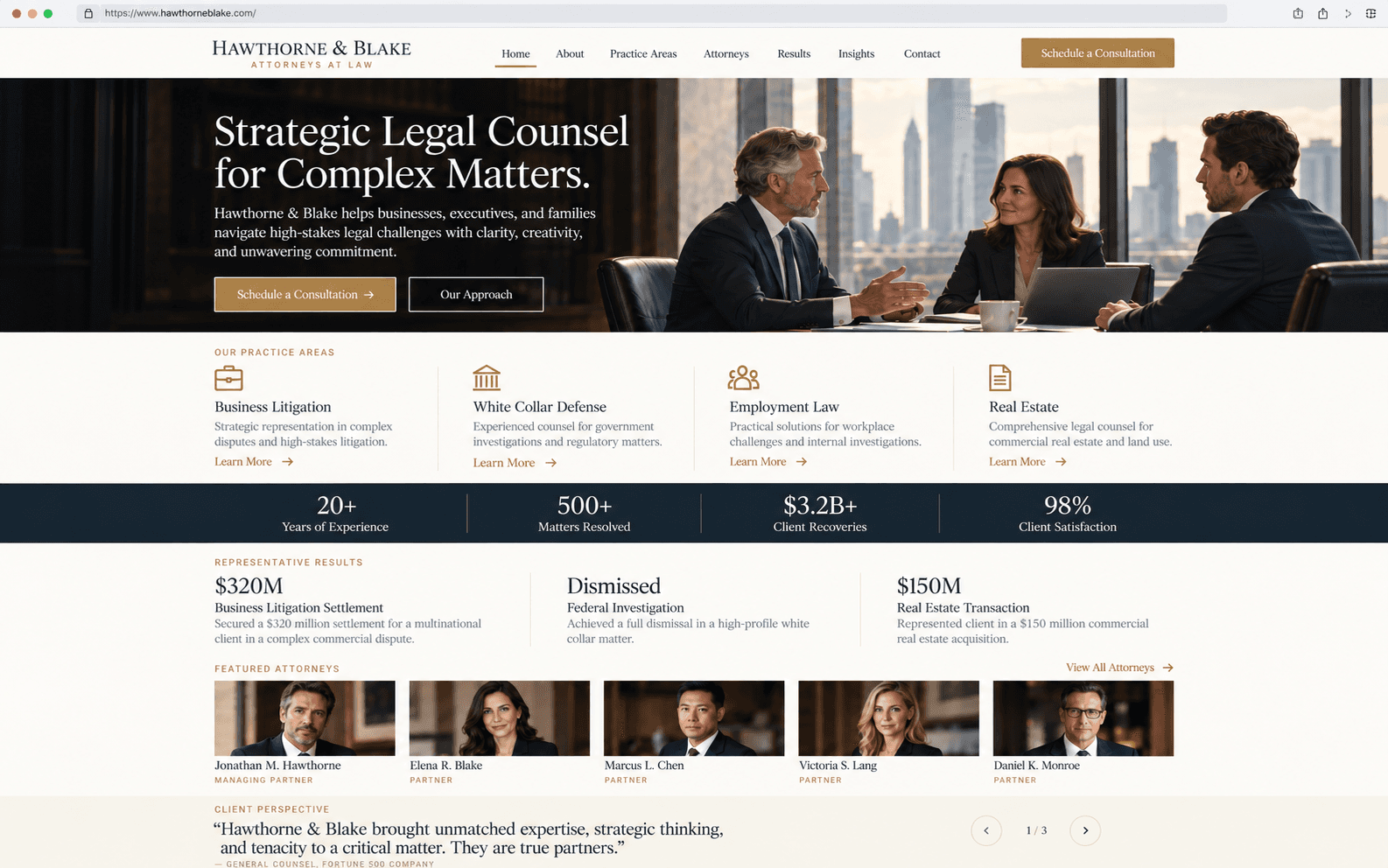 Hawthorne & Blake — Homepage concept interface