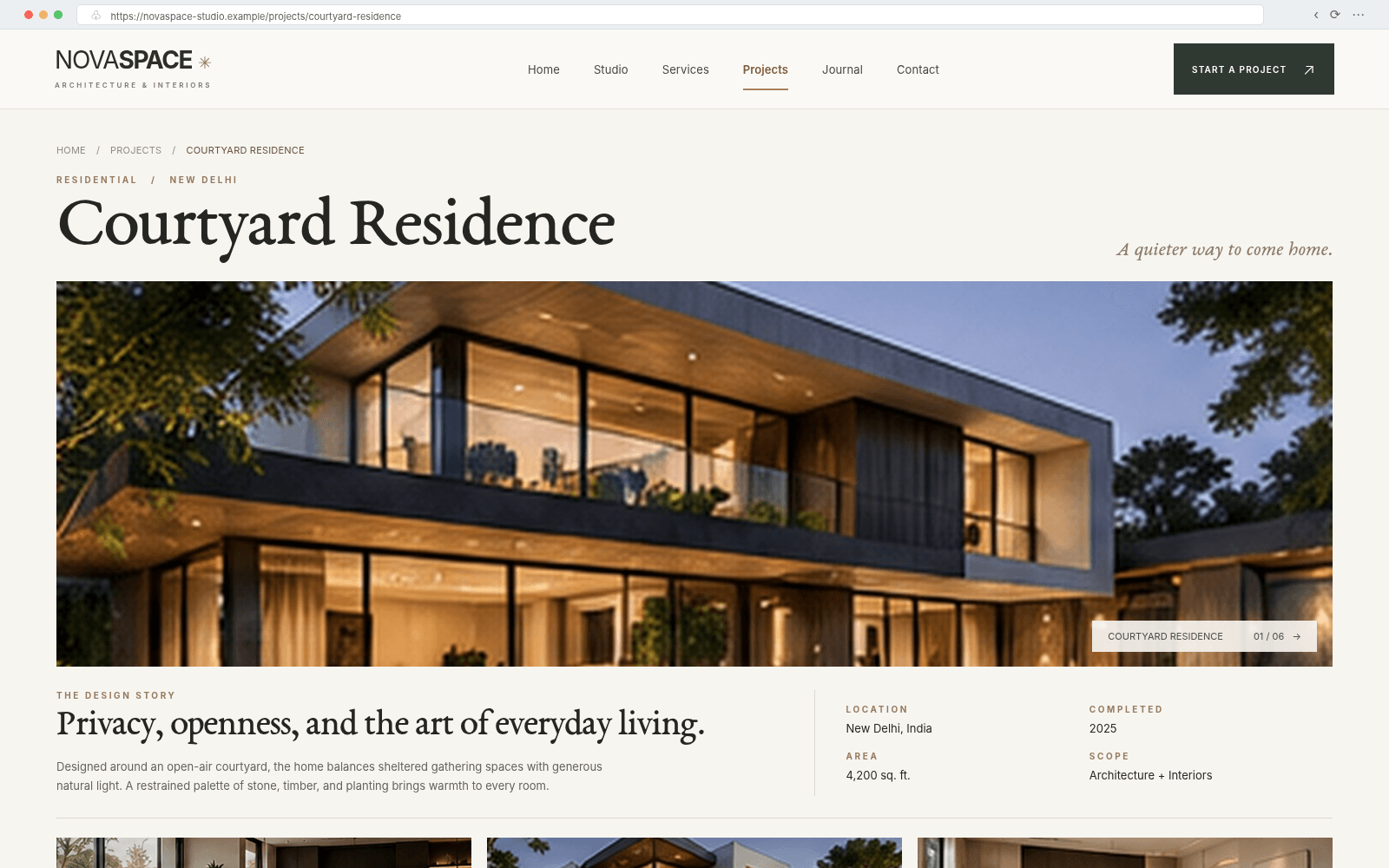 NovaSpace — Courtyard project case study concept interface
