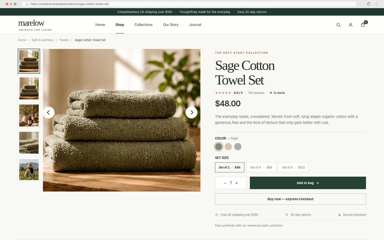 Marelow — Product detail page concept interface