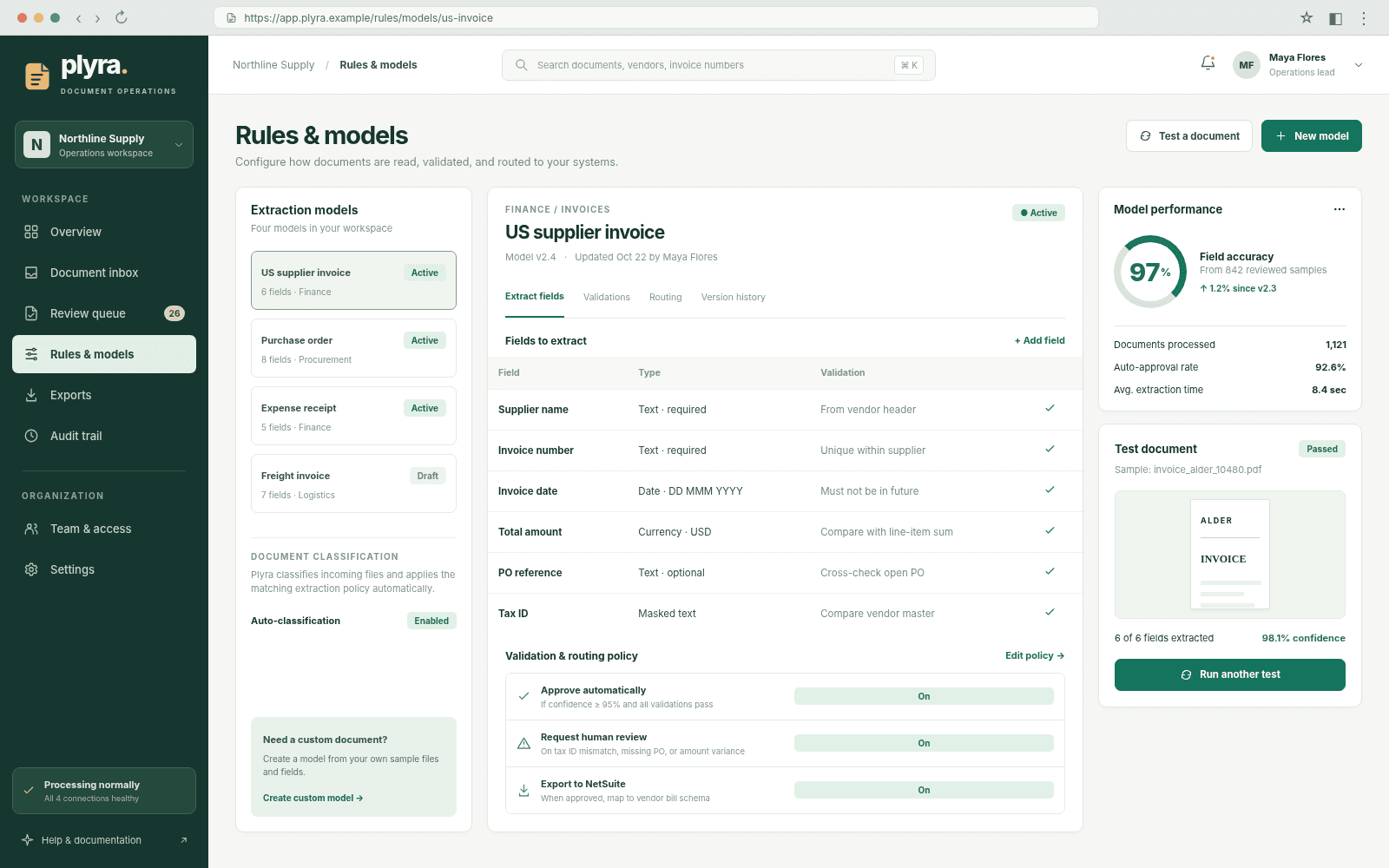 Plyra — Extraction rules and models concept interface